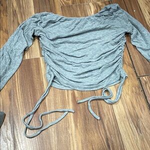 Gray Ruched Long Sleeve Top